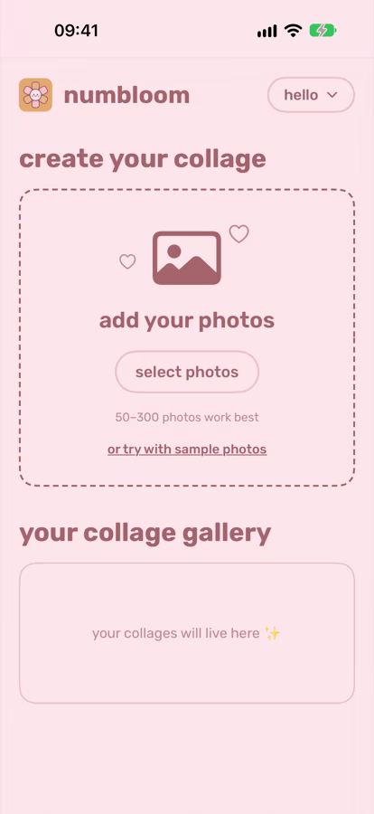 numbloom app: add your photos